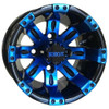 Red Hawk 10 Golf Cart Wheel, Black/Blue Rim and Center Cap, 10x7 ET-25