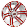 12" Golf Carts Wheel, White/Red Rim & Cap, 12x7 ET-25