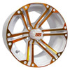 Red Hawk 14 Golf Cart Wheel, White/Orange Rim and Center Cap, 14x7 ET-25