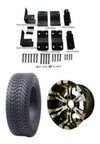Steeleng Steeleng Yamaha Golf Cart Low Profile Tire/Wheel Combo and 4 Block Lift Kit Bundle