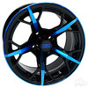 RHOX Golf Cart Wheel RX400, Gloss Black with Blue, 14x7 ET-25