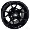 RHOX Golf Cart Wheel RX405, Gloss Black, 10x7 ET-25