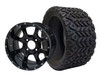 SGC 12″ Night Stalker Glossy Black Wheel – Aluminum Alloy / STEELENG 18″x8.5″-12″ All-Terrain Tire DOT approved (SET of 4)