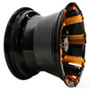 10” Golf Cart Wheel, Black/Orange Rim & Center Cap, 10x7 ET-25
