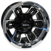 Red Hawk 12 Golf Cart Wheel, Machined Gloss Black Rim, 12x7 ET-25