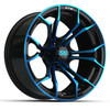15 in GTW Spyder Golf Cart Wheel, Black with Blue