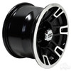 RHOX Golf Cart Wheel RX390, Machined Gloss Black, 12x7 ET-25