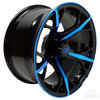 RHOX Golf Cart Wheel RX400, Gloss Black with Blue, 14x7 ET-25