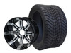 SGC 12″ Tempest Machined Black Wheel – Aluminum Alloy / STEELENG 215/40-12 Low Profile Tire DOT Approved (SET of 4)