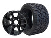 SGC 12″ Night Stalker Glossy Black Wheel – Aluminum Alloy / STEELENG 22″x10.5″-12″ STINGER All Terrain Tire DOT approved (SET of 4)