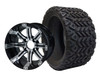 SGC 12″ Tempest Machined Black Wheel – Aluminum Alloy / STEELENG 18″x8.5″-12″ All-Terrain Tire DOT approved (SET of 4)