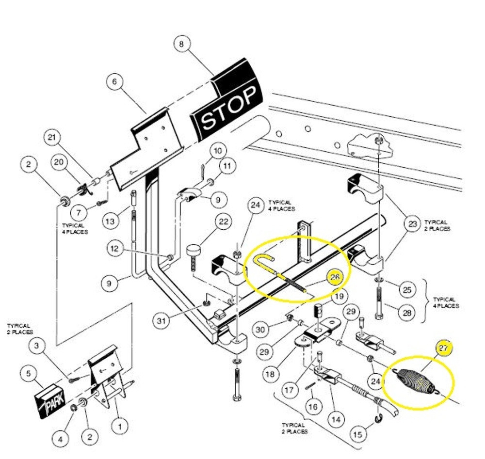 Club Car DS Golf Cart Brake Cable Return Spring 1999 & Older Golf Cart Garage