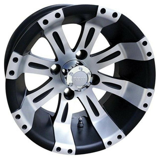 Red Hawk 12 Golf Cart Wheel, Machined Matte Black Rim and Center Cap, 12x6 Centered