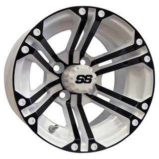 12" Golf Carts Wheel, White/Black Rim & Center Cap, 12x7 ET-25