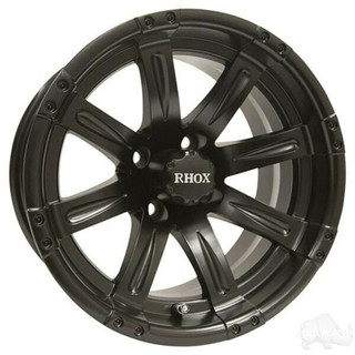 Red Hawk 14 Golf Cart Wheel, Matte Black Rim and Center Cap, 14x7 ET-25