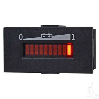 Red Hawk 48 Volt Golf Cart Battery Charge Indicator - Horizontal Digital Meter