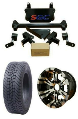 Steeleng Steeleng Yamaha Golf Cart Low Profile Tire/Wheel Combo and 4 Block Lift Kit Bundle