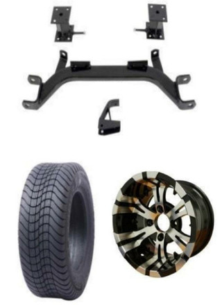Steeleng EZGO Marathon Low Profile Tire/Wheel Combo & 4" Drop Axle Lift Kit Bundle