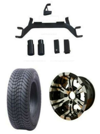 Steeleng EZGO Marathon Low Profile Tire/Wheel Combo and 4 Drop Axle Lift Kit Bundle