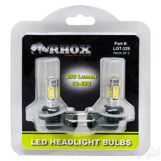 Red Hawk Golf Cart LED Headlight Bulbs, 12-48V, 350 Lumen, Pack of 2