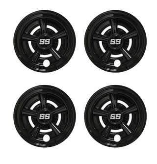 8" SS Glossy Black Golf Cart Wheel Cover/Hub Cap (Set Of 4)