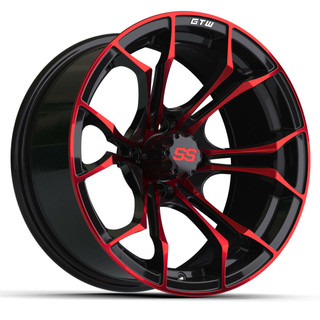 15″ GTW Spyder Golf Cart Wheel – Black with Red