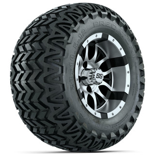 Set of (4) 12 in GTW Diesel Golf Cart Wheels with 23x10.5-12 GTW Predator All-Terrain Tires