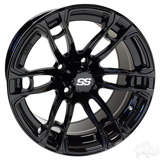 RHOX Golf Cart Wheel RX397, Gloss Black, 14x7 ET-25