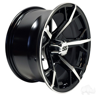 RHOX Golf Cart Wheel RX400, Machined Gloss Black, 14x7 ET-25