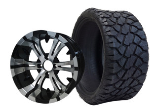 SGC 14″ Vampire Machined/Black Wheel – Aluminum Alloy / STEELENG 20″x8.5″-14″ STINGER Hybrid AT Tire DOT approved