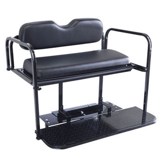 EZGO RXV Golf Cart Rear Flip Seat Kit with Steel Frame | Compatible with 2008 and Newer EZGO RXV Models  (Black)