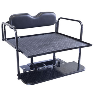 EZGO RXV Golf Cart Rear Flip Seat Kit with Steel Frame | Compatible with 2008 and Newer EZGO RXV Models  (Black)