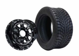 SGC 10″ Vampire Machined/Gunmetal Wheel – Aluminum Alloy / STEELENG 205/50-10 Low Profile Tire DOT Approved (SET of 4)