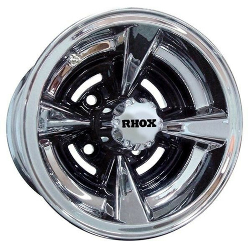 Red Hawk 10 Golf Cart Wheel, Black/Chrome Rim 10x7