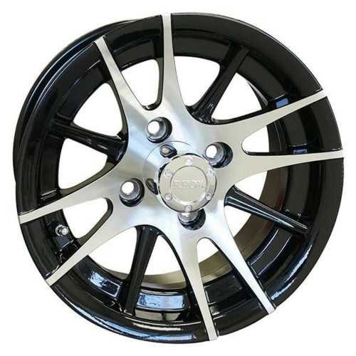 Red Hawk 12 Golf Cart Wheel, 12 Spoke, Machined/Black Rim and Center Cap, 12x6 Centered