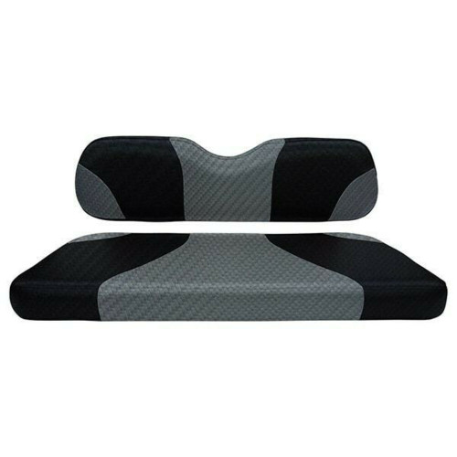 Red Hawk EZGO RXV Golf Cart Front Seat Cushion Set - Sport Black Carbon Fiber/Gray Carbon Fiber