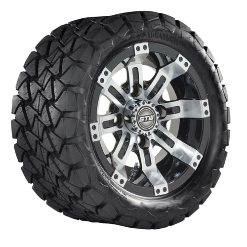 Nivel 10 GTW Tempest Black and Machined Wheels with 22 Timberwolf Mud Tires - Set of 4