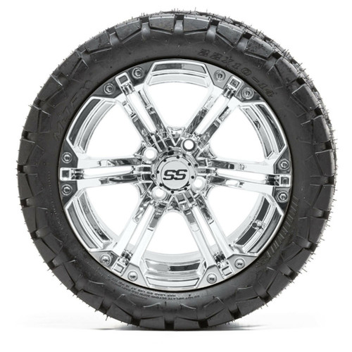 Nivel 14 GTW Specter Chrome Wheels with 22 Timberwolf Mud Tires - Set of 4