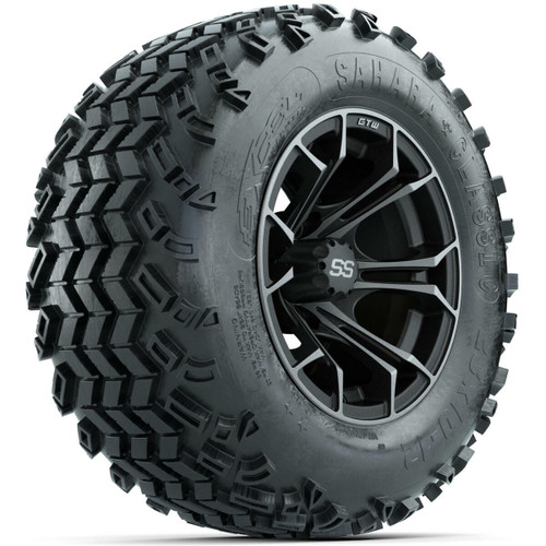 Set of (4) 12 in GTW Spyder Golf Cart Wheels with 23x10-12 Sahara Classic All-Terrain Tires