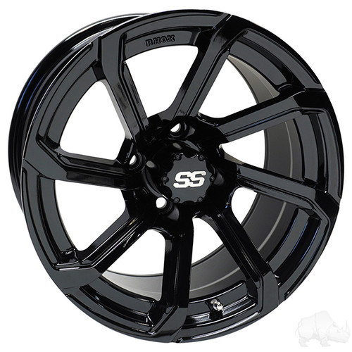 RHOX Golf Cart Wheel RX404, Gloss Black, 14x7 ET-25