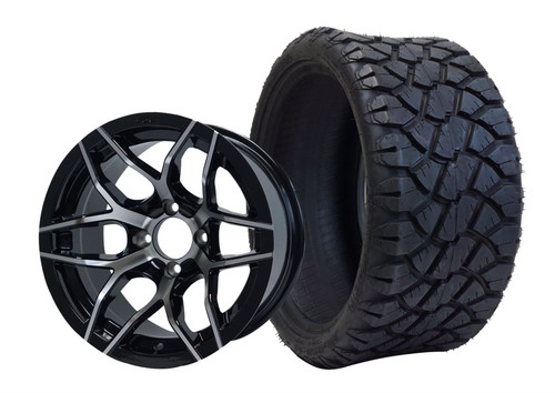 SGC 14″ Rally Machined/Black Wheel – Aluminum Alloy / STEELENG 20″x8.5″-14″ STINGER Hybrid AT Tire DOT approved (SET of 4)