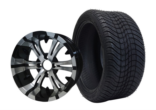 SGC 14″ Vampire Machined/Black Wheel – Aluminum Alloy / STEELENG 205/30-14 Low Profile Tire DOT approved (SET of 4)