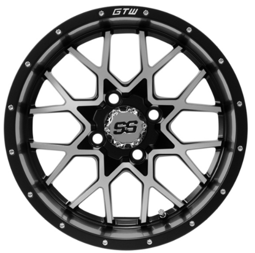 14″ GTW Vortex Golf Cart Wheel Matte Black/Machined