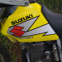 2003 Suzuki DRZ250 Replica Tank Graphics, printed on our Premium Laminate with the Perforated Option.