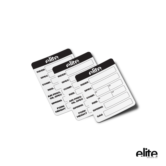 Elite Suspension Settings/Specifications Sticker Set