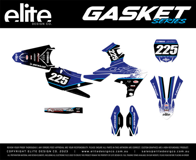 Gasket Blue/Black Graphics Kit for Yamaha