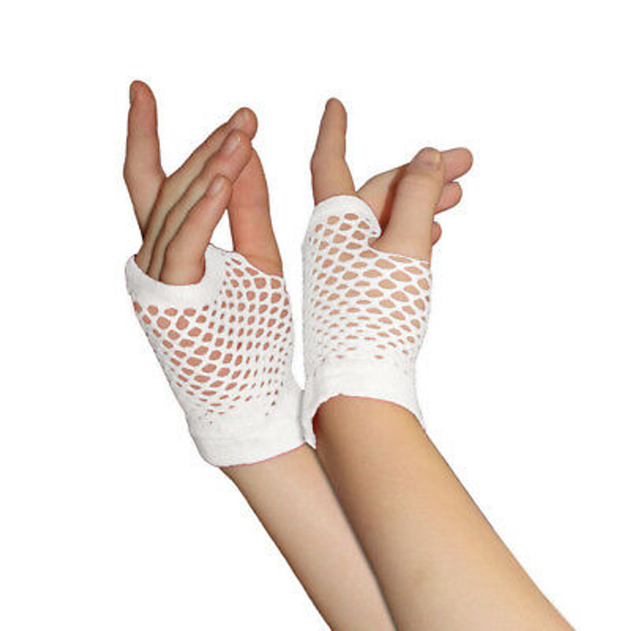 fishnet gloves white