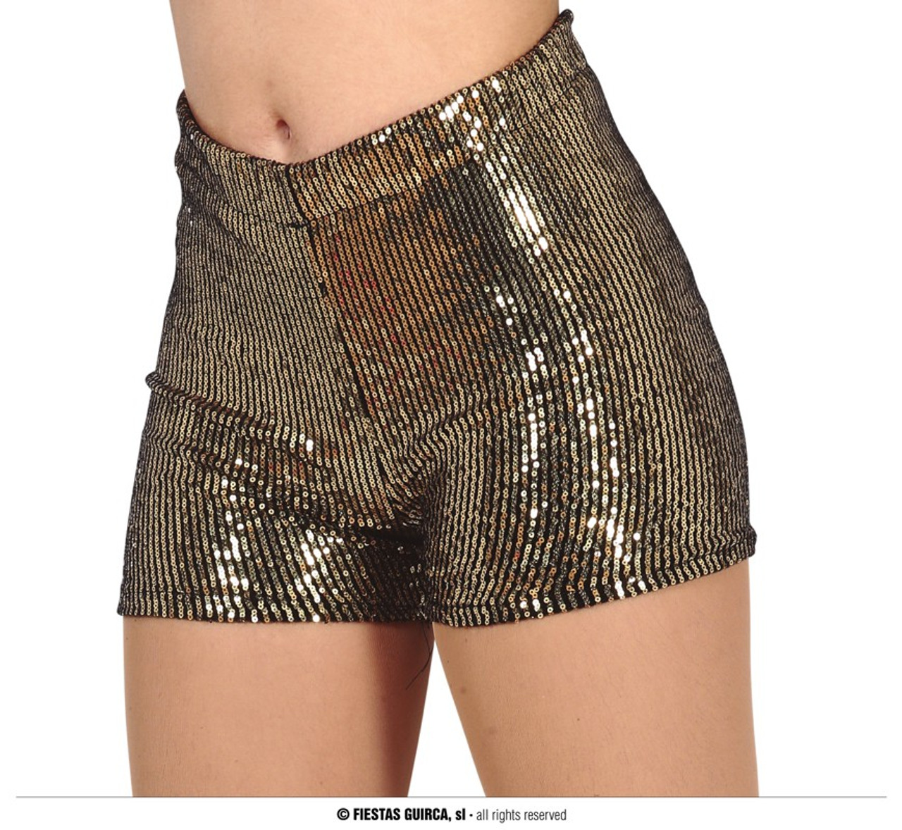 70s Disco Shorts Silver Sequin Large