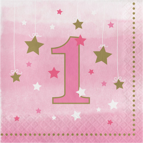 One Little Star 1st Birthday Pink Napkins Pk16 2Ply