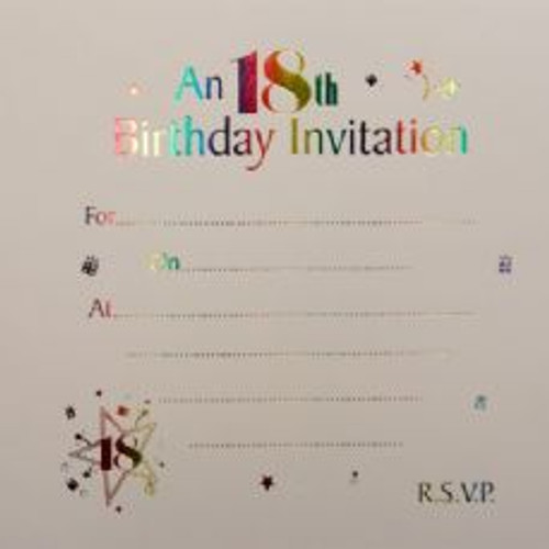 Birthday Invitations Age 18 Pk10